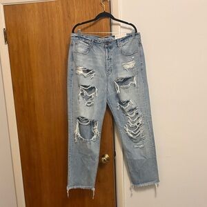 American Eagle Outfitters Light Blue Distressed Boyfriend Jeans 16T
